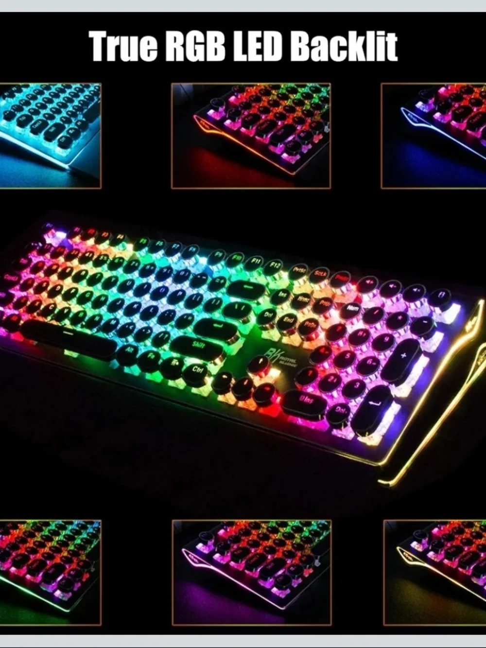 RK Royal Kludge S108 Retro Mechanical Keyboard RGB Blue Switch Wired Black